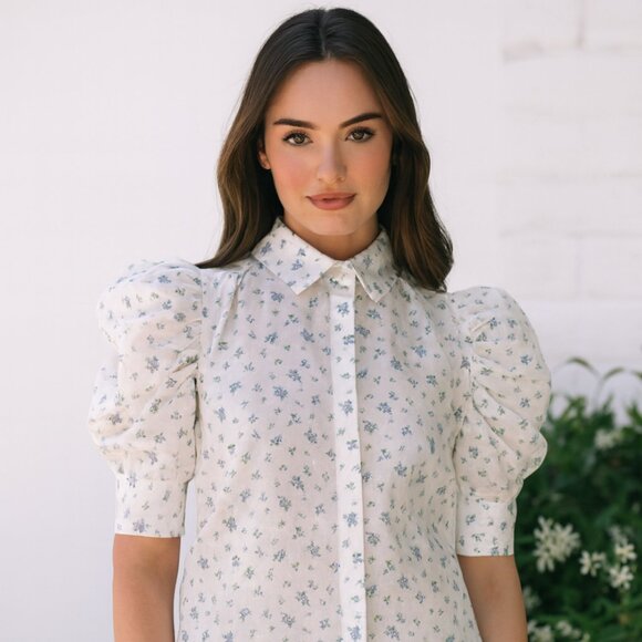 Medium "Bernadette" Floral Button Down Blouse - Picture 2 of 4